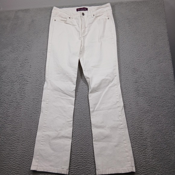 Gloria Vanderbilt Jeans Womens 10 White Stretch Denim Zip Fly 5 Pocket Straight - Picture 1 of 7